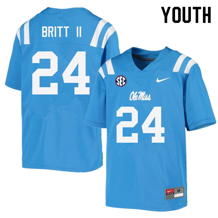 Marc Britt II Ole Miss Rebels NCAA Youth Powder Blue #24 Stitched Limited College Football Jersey BVC1758AF
